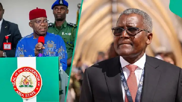 A photo collage of Abia state Governor, Dr Alex Otti and Aliko Dangote