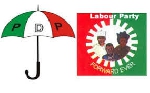 The photo collage of the official logo of the PDP and the Labour Party