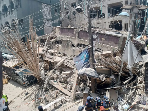 A collapsed building