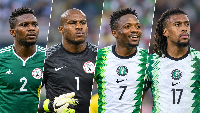L-R: Joseph Yobo, Vincent Enyeama, Ahmed Musa and Alex Iwobi