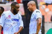 Okocha and El Hadji Diouf during the novelty match between Barcelona legends and Africa legends Okocha and El Hadji Diouf during the novelty match between Barcelona legends and Africa legends