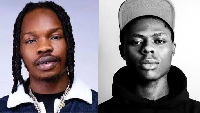 A photo collage of Naira Marley and Mohbad