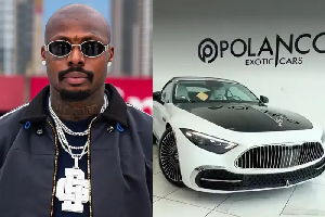 A photo collage of Asake and his new Maybach