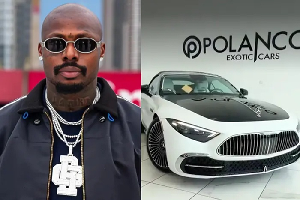 A photo collage of Asake and his new Maybach