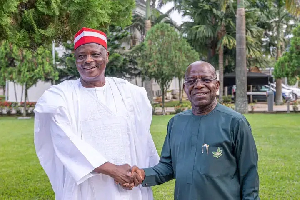 A photo of Dr Rabiu Musa Kwankwaso and Alex Otti