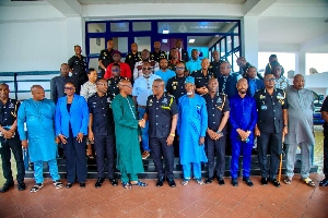 Some members of the association with officials of the Ghana Police