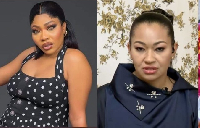 A photo collage of Doris Ogala and Senator Natasha Akpoti