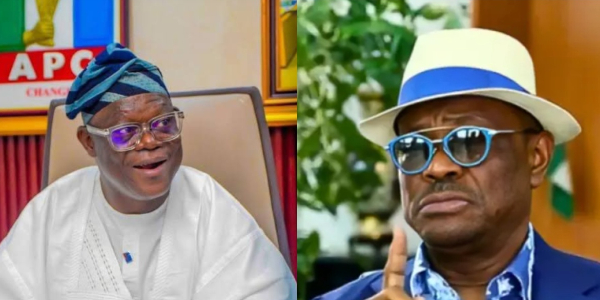 L-R: Senator Ajibola Basiru, Nyesom Wike