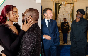 Chioma, Davido and President Macron