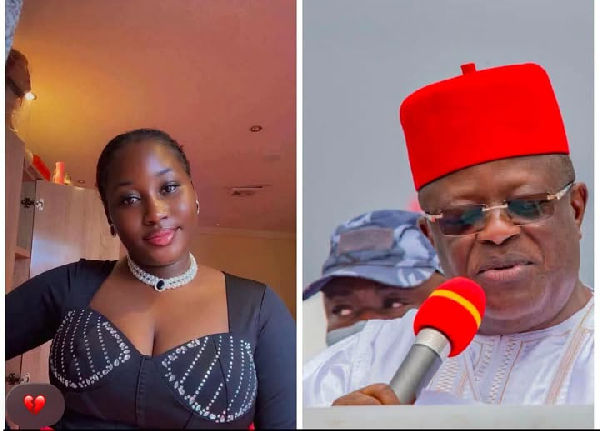 A photo collage of the late Mary Habila and Minister Dave Umahi