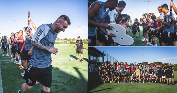Inter Miami players gives Messi a heroes welcome after clinching his 8th Ballon d'Or