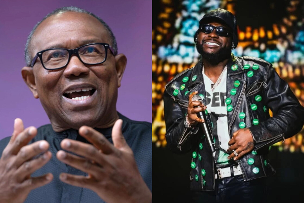 A photo collage of Peter Obi and Davido