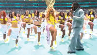 Musicians Shakira and Burna Boy perform at the World Cup