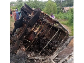 One of the burnt vehicle