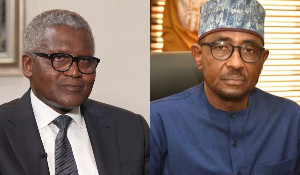 A photo collage of Aliko Dangote and Engr. Farouk Ahmed