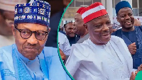 A collage of late President Muhammadu Buhari and Rabiu Kwankwaso