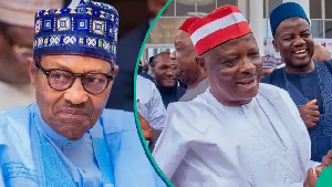A collage of late President Muhammadu Buhari and Rabiu Kwankwaso