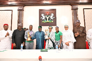 President Bola Tinubu receives WAFCON trophy