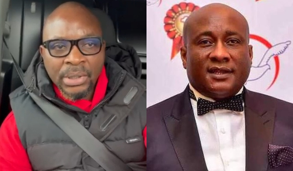 A collage of Isaac Fayose and Air Peace Chairman, Allen Onyema