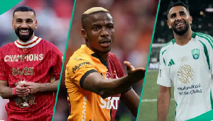 L-R: Mohammed Salah, Victor Osimhen and Riyad Marhez