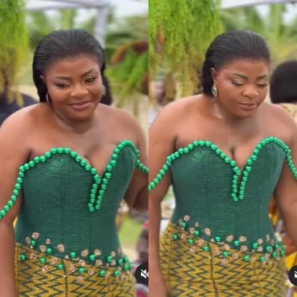Bride struggles in corset outfit