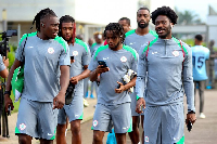 The Super Eagles in training ahead of the clash with Rwanda