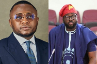 A photo collage of Ubi Franklin and Desmond Elliot