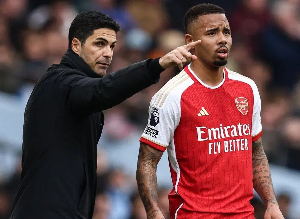 Arsenal coach, Mikel Arteta and forward, Gabriel Jesus
