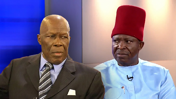 A combo of Senator Victor Umeh and late Prof. Humphrey Nwosu