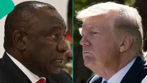 L-R: South Africa President Cyril Ramaphosa, US President Donald Trump