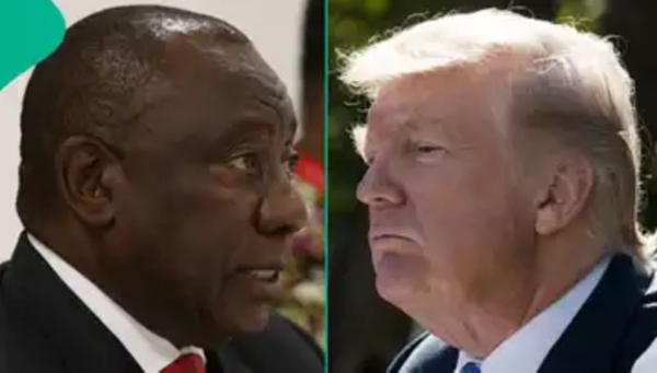 L-R: South Africa President Cyril Ramaphosa, US President Donald Trump