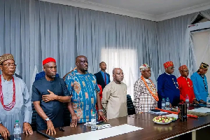 Governor Otti at the meeting at the Nvosi, Isiala Ngwa South LGA