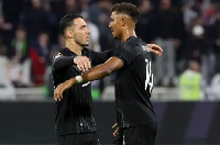 Felix Uduokhai celebrates victory after match between Lyon and Besiktas