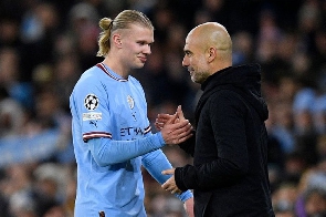 Erling Haaland and Pep Guardiola