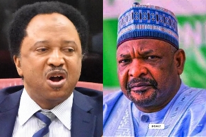 A photo collage of Shehu Sani and suspended Senator Ningi