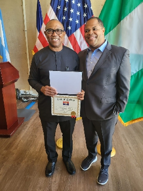 Peter Obi with the Mayor of Dallas State, Eric Johnson