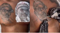 Nigerian man tattoo's Nnamdi Kanu on his chest