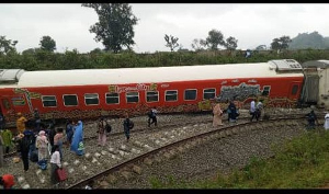 The derailed train