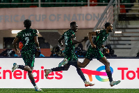 Semi Ajayi scores his second goal for the Super Eagles