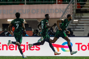 Semi Ajayi scores his second goal for the Super Eagles
