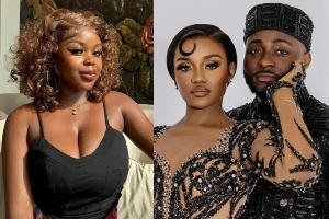 Picture collage of Saida Boj and Davido, Chioma wedding photo