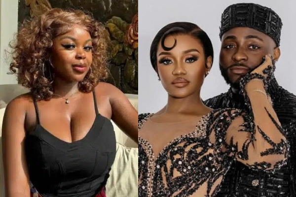 Picture collage of Saida Boj and Davido, Chioma wedding photo