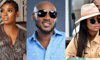 A photo collage of Annie Idibia, 2Baba and Natasha Osawaru