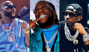A photo collage of Davido, Burna Boy and Juma Jux