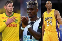 L-R: Emiliano Salah, Christian Atsu and Kobe Bryant