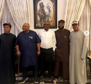 Adeleke, Wike and Davido all flanked by Wike's sons Adeleke, Wike and Davido all flanked by Wike's sons