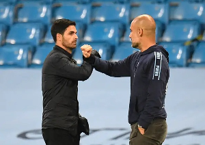 Mikel Arteta and Pep Guardiola