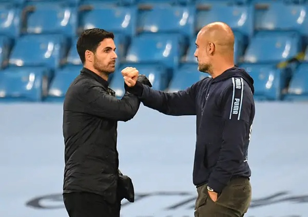 Mikel Arteta and Pep Guardiola