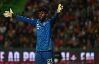 Goalkeeper Uzoho in action for Nigeria