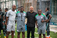 Nigeria Super Eagles coach Eric Chelle and his assistant coaches